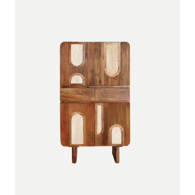 Ντουλάπα CLAUX φυσικό από ξύλο μάνγκο : 81x40x142cm