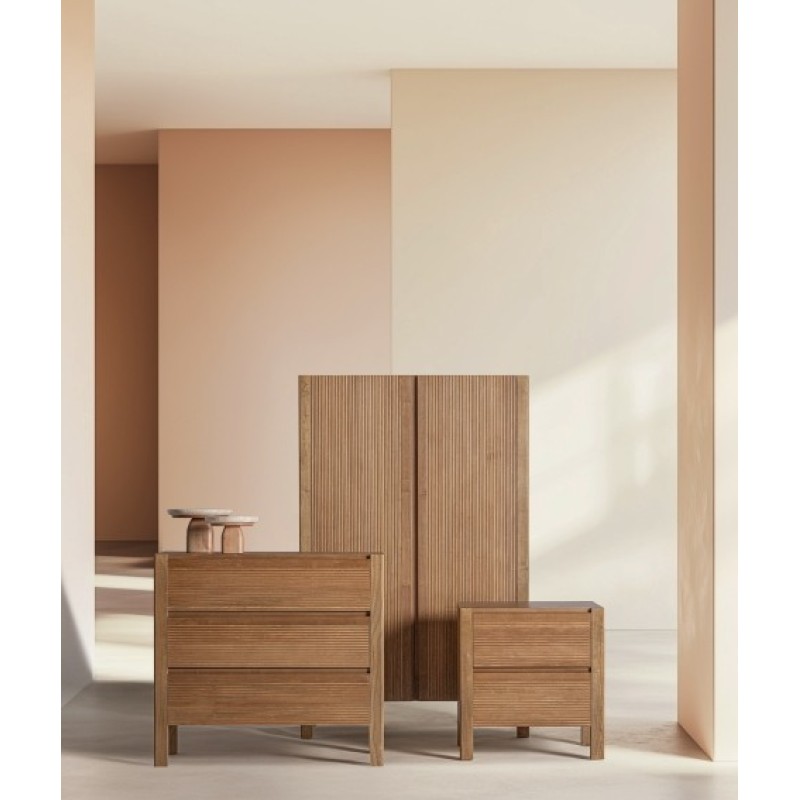 Ντουλάπα COPENHAGUE από ξύλο μάνγκο σε καφέ 95x45x150cm