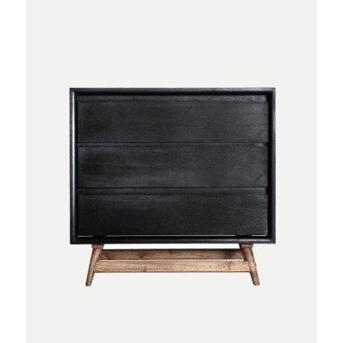Συρταριέρα THIERS από μαύρο ξύλο Mindi : 90x40x86cm 