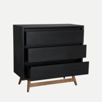 Συρταριέρα THIERS από μαύρο ξύλο Mindi : 90x40x86cm