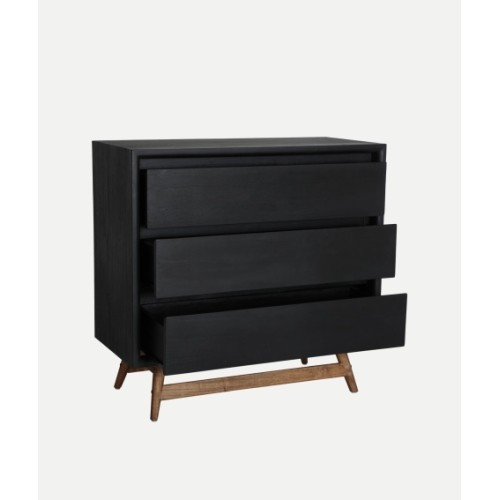 Συρταριέρα THIERS από μαύρο ξύλο Mindi : 90x40x86cm 