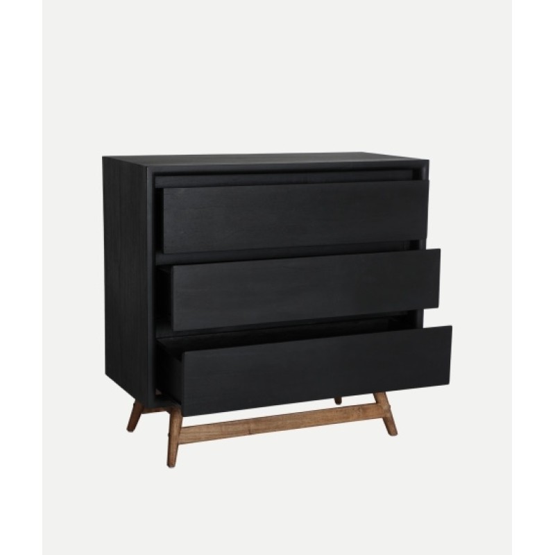 Συρταριέρα THIERS από μαύρο ξύλο Mindi : 90x40x86cm