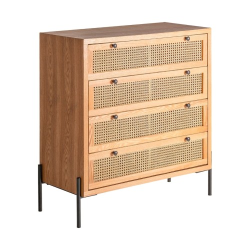 Συρταριέρα Zetel από ξύλο και ραττάν 90x40x95cm