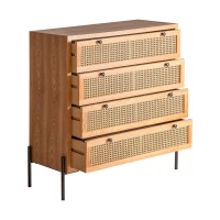 Συρταριέρα Zetel από ξύλο και ραττάν 90x40x95cm