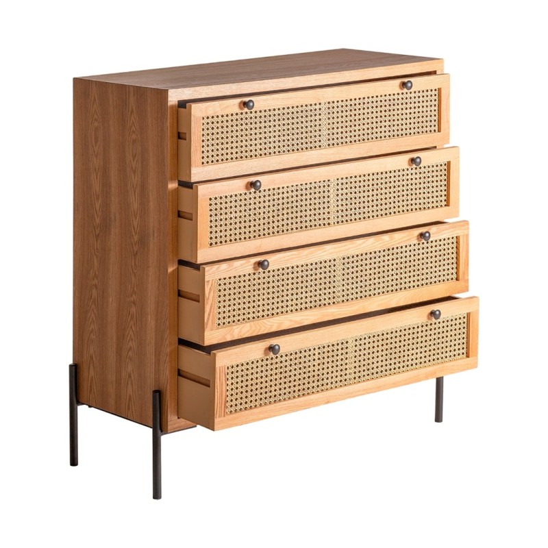 Συρταριέρα Zetel από ξύλο και ραττάν 90x40x95cm