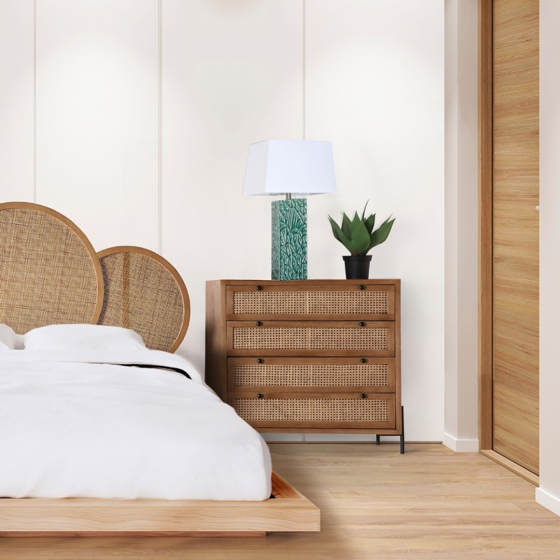 Συρταριέρα Zetel από ξύλο και ραττάν 90x40x95cm