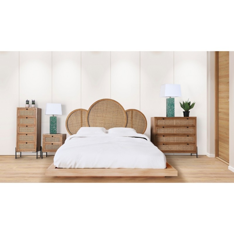 Συρταριέρα Zetel από ξύλο και ραττάν 90x40x95cm