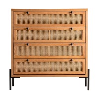 Συρταριέρα Zetel από ξύλο και ραττάν 90x40x95cm