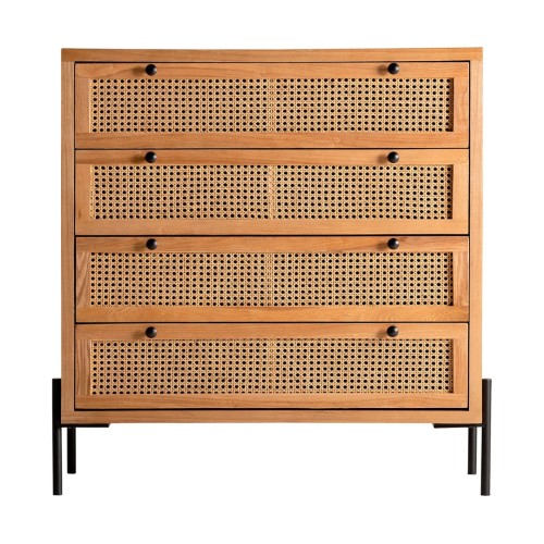 Συρταριέρα Zetel από ξύλο και ραττάν 90x40x95cm
