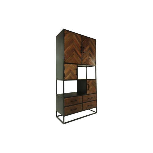 Ντουλάπι τοίχου Verona-100x40x200-Φυσικό/Μαύρο-Mangowood/metal