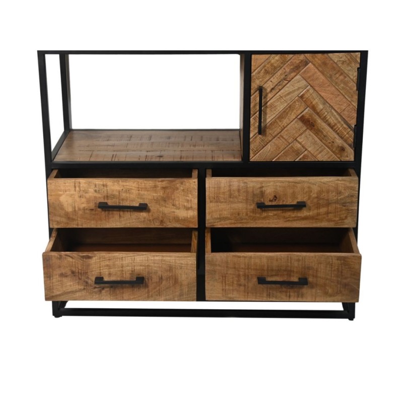 Ντουλάπι τοίχου Verona-100x40x200-Φυσικό/Μαύρο-Mangowood/metal