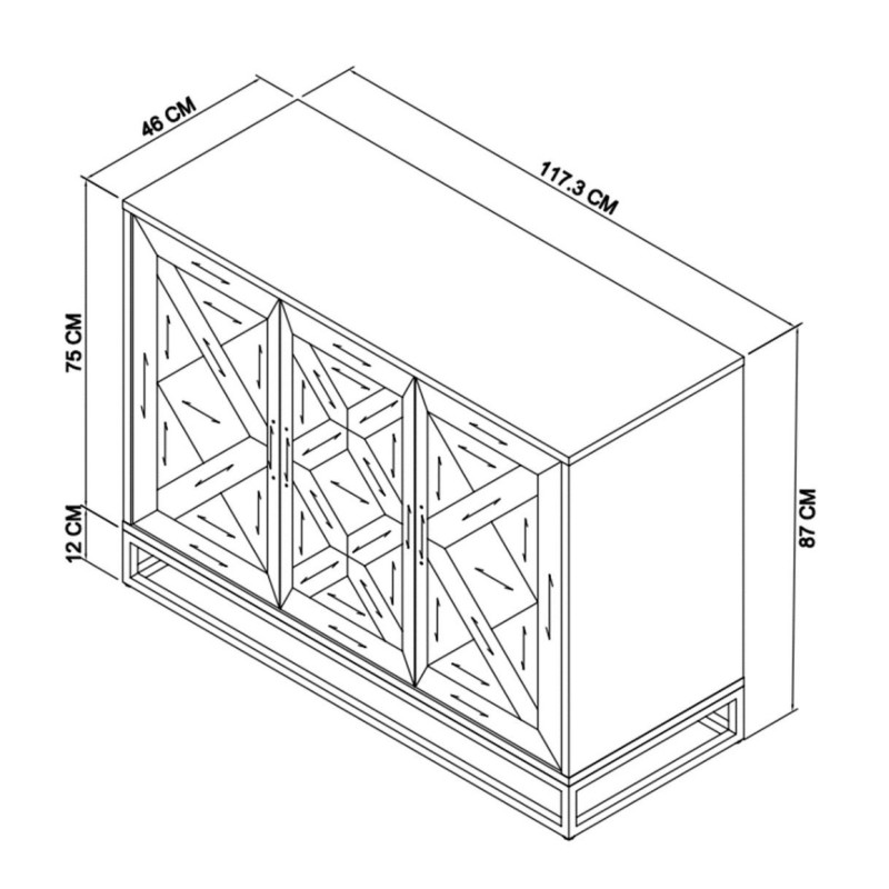 Μπουφές Indus από ξύλο σε φυσική απόχρωση 117.5x46x87cm