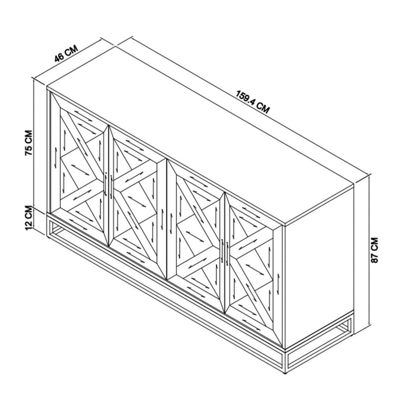 Μπουφές Indus από ξύλο σε φυσική απόχρωση 160x46x87cm