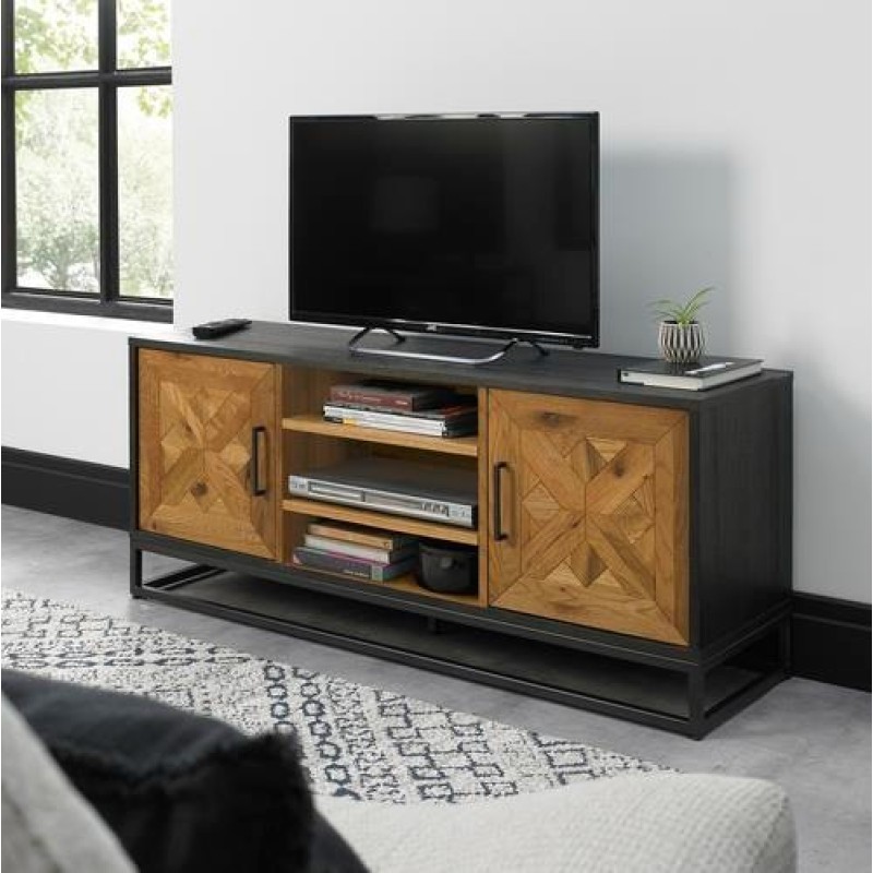 Έπιπλο TV Indus από ξύλο σε φυσική απόχρωση 133x39x55cm