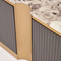 ΄Έπιπλο TV Stilig από MDF με μαρμάρινη επιφάνεια και χρυσές λεπτομέρειες 200x40x50cm