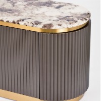 ΄Έπιπλο TV Stilig από MDF με μαρμάρινη επιφάνεια και χρυσές λεπτομέρειες 200x40x50cm