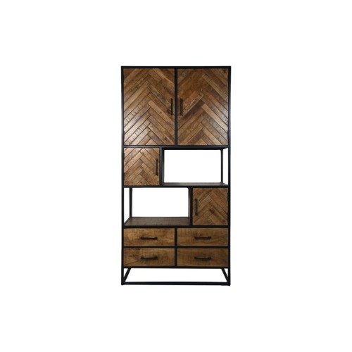 Ντουλάπι τοίχου Verona-100x40x200-Φυσικό/Μαύρο-Mangowood/metal