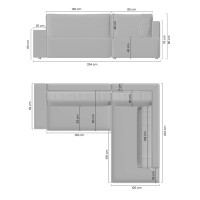 Γωνιακός Καναπές-Κρεβάτι Flabio L 254x203x90cm