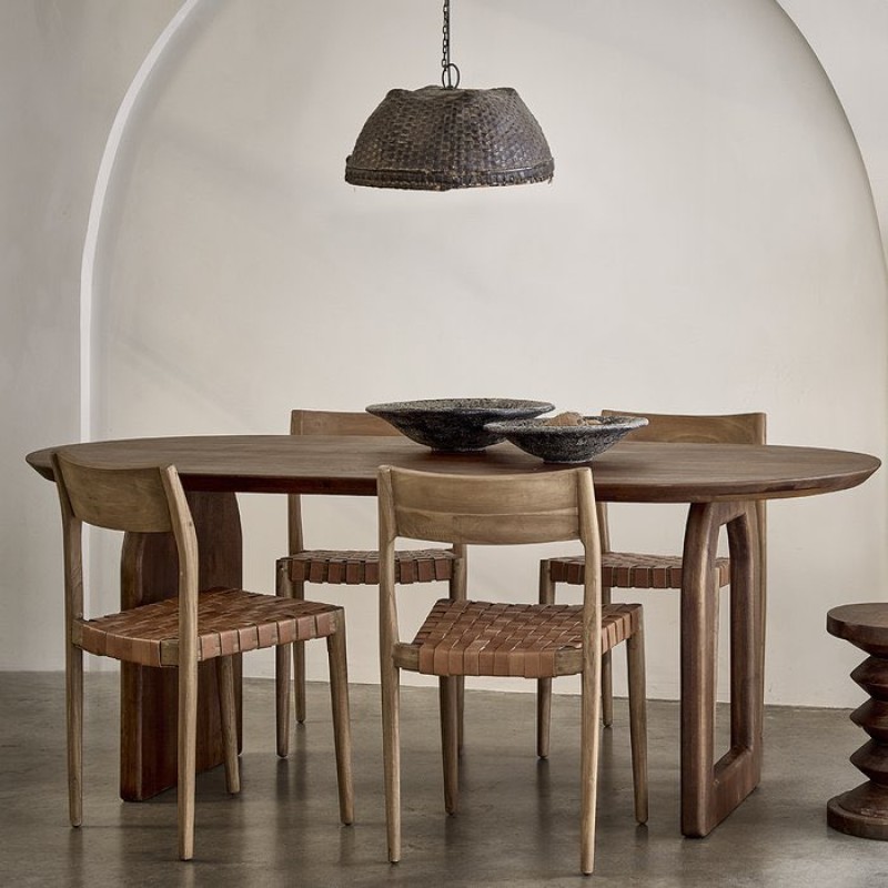 Τραπέζι Bullnose σε καφέ απόχρωση 180x90x76cm