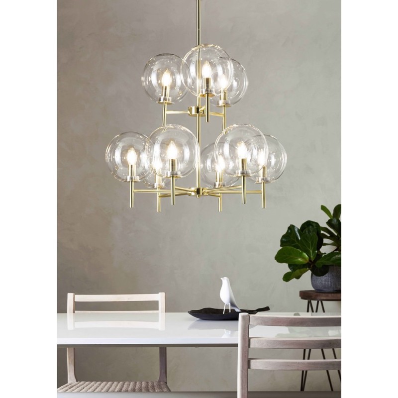 CROWN Pendant 9L Brass/Clear