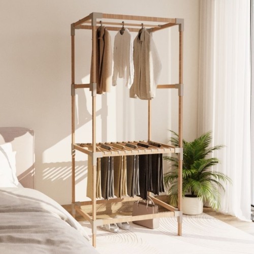 Ντουλάπα ρούχων ανοιχτή - Έπιπλο εισόδου ξύλινο - πλαστικό χρώμα φυσικό - μπεζ 75x46x156εκ.