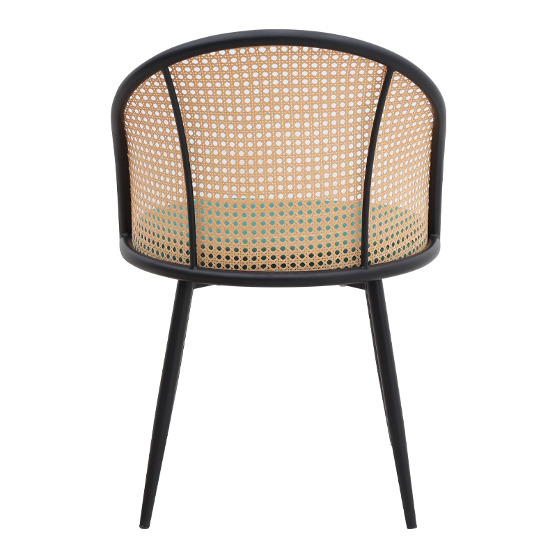 Καρέκλα τραπεζαρίας Jacob Megapap pe rattan - κυπαρισσί βελούδο - μεταλλικό μαύρο πόδι 52x50x77εκ.