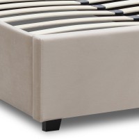 Κρεβάτι Kingston Megapap βελούδινο με αποθηκευτικό χώρο χρώμα κρεμ 100x200εκ.