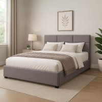 Κρεβάτι Kingston Megapap βελούδινο χρώμα γκρι 150x200εκ.