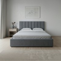 Κρεβάτι Renata Megapap υφασμάτινο με αποθηκευτικό χώρο χρώμα γκρι 150x200εκ.
