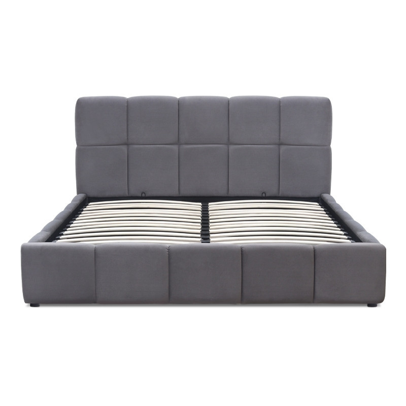 Κρεβάτι Elora Megapap βελούδινο με αποθηκευτικό χώρο χρώμα γκρι 160x200εκ.