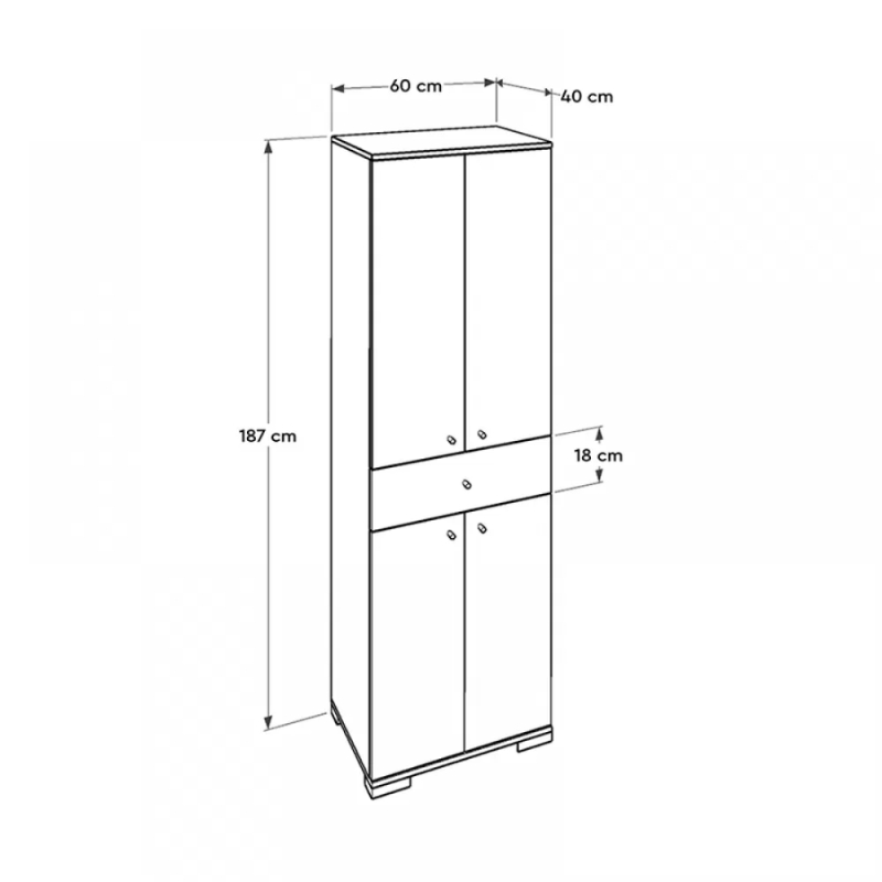 Ντουλάπα ρούχων Diamond Megapap δίφυλλη χρώμα λευκό gloss 60x38x187εκ.