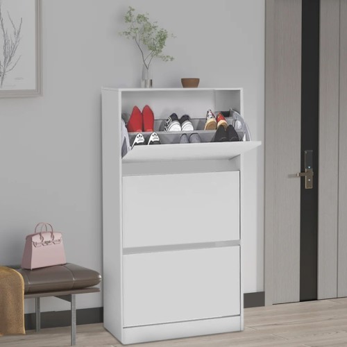 Παπουτσοθήκη Flat Duo Megapap 18 ζεύγων χρώμα λευκό 73x26x119εκ.
