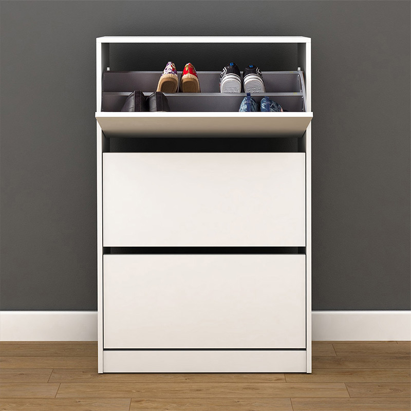 Παπουτσοθήκη Flat Duo Megapap 18 ζεύγων χρώμα λευκό 73x26x119εκ.