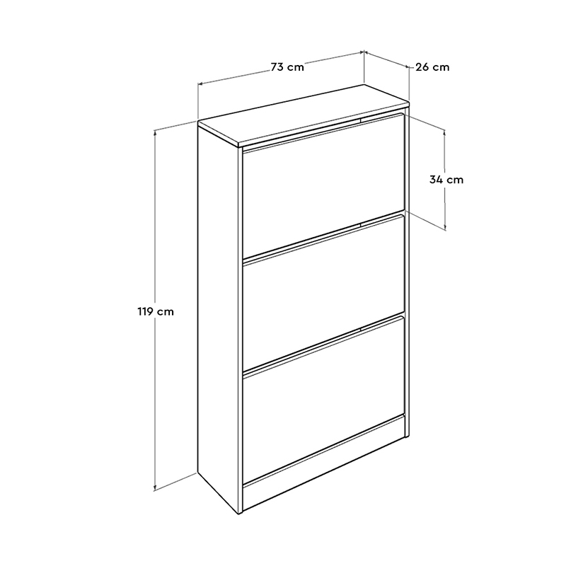 Παπουτσοθήκη Flat Duo Megapap 18 ζεύγων χρώμα λευκό 73x26x119εκ.