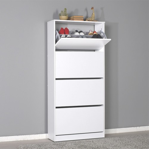 Παπουτσοθήκη Flat Duo Megapap 24 ζευγών χρώμα λευκό 73x26x157εκ.