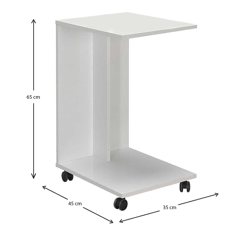 Τραπεζάκι βοηθητικό C-Shaped Megapap χρώμα λευκό gloss 35x45x65εκ.