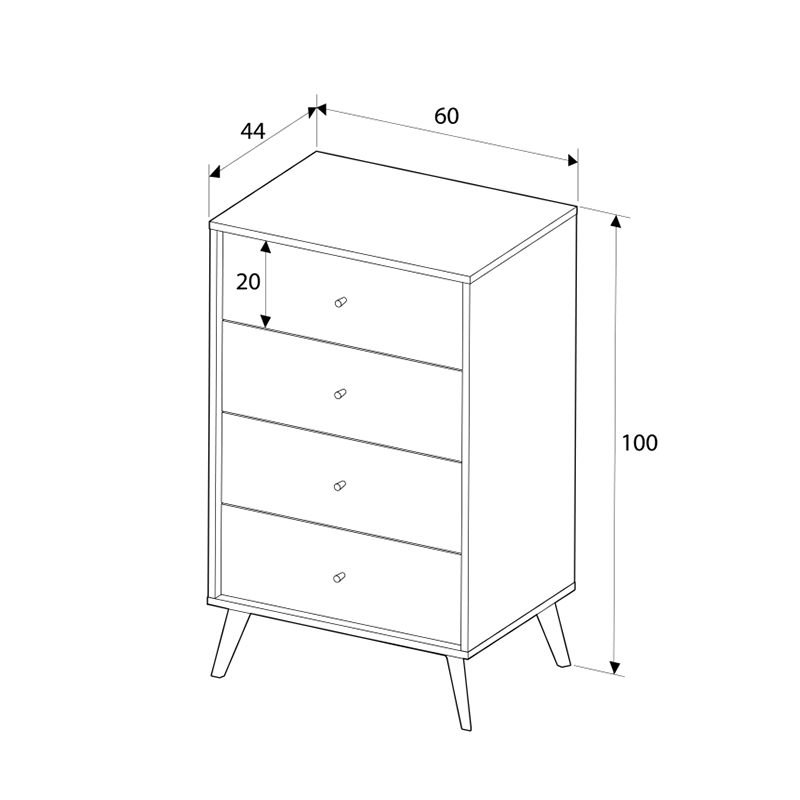 Συρταριέρα Terra Megapap χρώμα florida oak 60x44x100εκ.