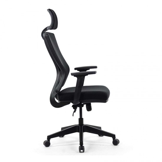 Καρέκλα διευθυντή Strande Pro Megapap υφασμάτινη χρώμα μαύρο 67x67x132εκ.