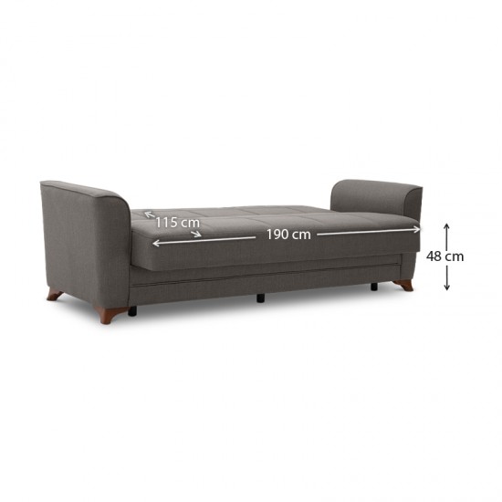 Καναπές - κρεβάτι Albero Megapap τριθέσιος υφασμάτινος χρώμα γκρι - καφέ 232x85x98εκ.