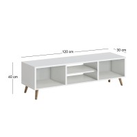 Έπιπλο τηλεόρασης Loren Megapap χρώμα λευκό 120x30x40εκ.