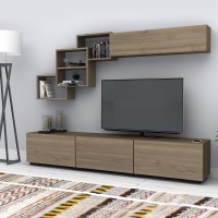Σύνθεση τηλεόρασης Free Megapap χρώμα καρυδί 210x35x38εκ.