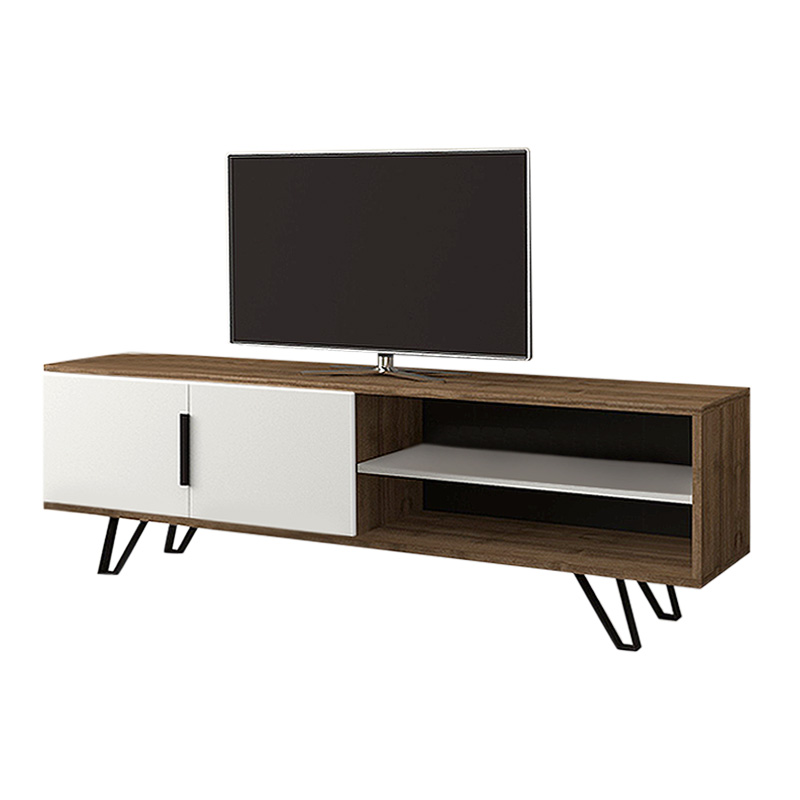 Έπιπλο τηλεόρασης Foot Megapap χρώμα καρυδί - λευκό 160x35x49εκ.