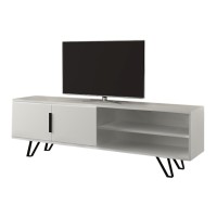 Έπιπλο τηλεόρασης Foot Megapap χρώμα λευκό 160x35x49εκ.