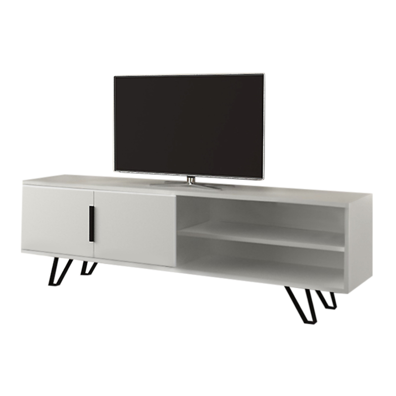 Έπιπλο τηλεόρασης Foot Megapap χρώμα λευκό 160x35x49εκ.