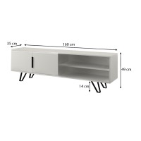 Έπιπλο τηλεόρασης Foot Megapap χρώμα λευκό 160x35x49εκ.