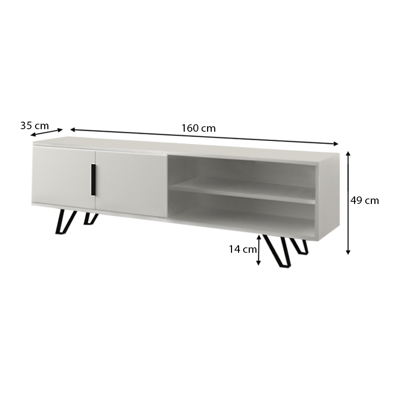Έπιπλο τηλεόρασης Foot Megapap χρώμα λευκό 160x35x49εκ.