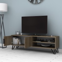 Έπιπλο τηλεόρασης Foot Megapap χρώμα καρυδί 160x35x49εκ.