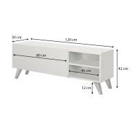 Έπιπλο τηλεόρασης Space Megapap χρώμα λευκό 120x30x42εκ.