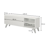 Έπιπλο τηλεόρασης Space Megapap χρώμα λευκό 120x30x42εκ.