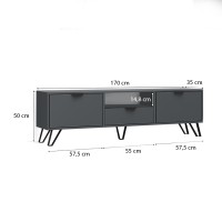 Έπιπλο τηλεόρασης Jasmine Megapap χρώμα ανθρακί 170x35x50εκ.